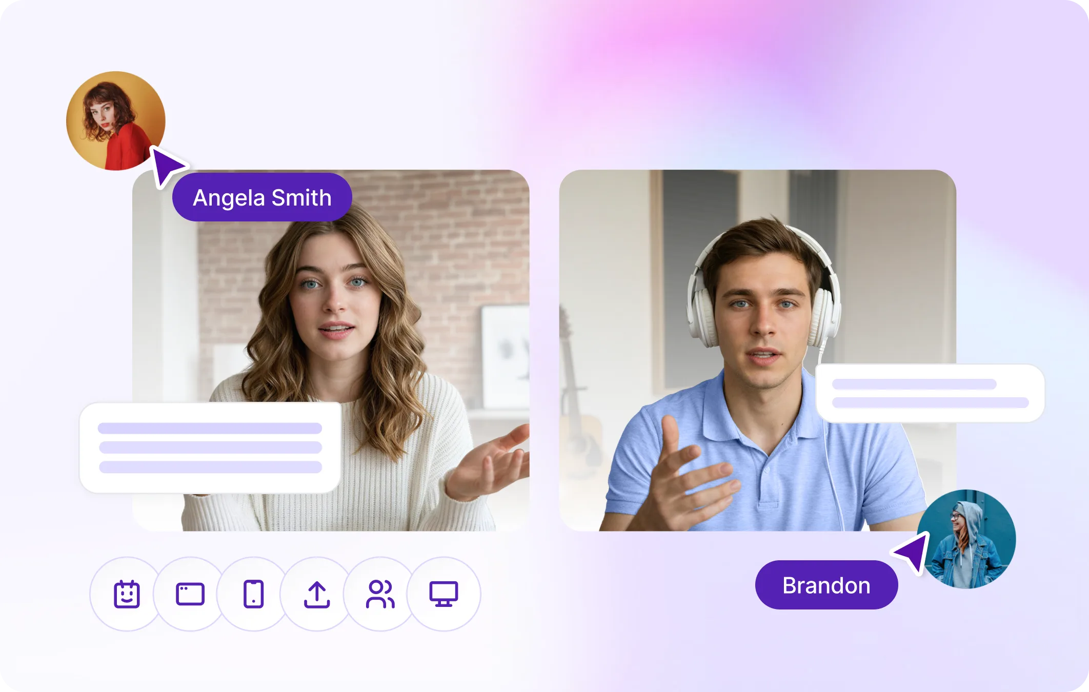 MeetGeek call with Angela Smith and Brandon, live transcripts, shared notes, and integrations